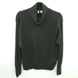 Moth Wool-Blend Fine Knit Cowl Neck Dolman Sleeve Sweater S Dark Green